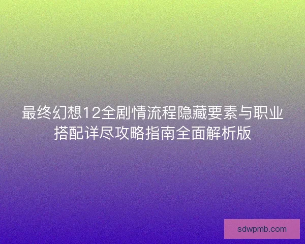 最终幻想12全剧情流程隐藏要素与职业搭配详尽攻略指南全面解析版